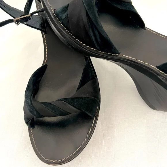 Cole Haan / Nike Air / Satin & Leather Black Wedge / πHPπ - Picture 2 of 12